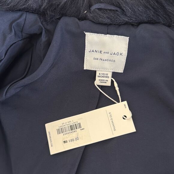 Janie and Jack The Festive Faux Fur Jacket in Dark Marine Size 6/12 Months - Picture 3 of 8